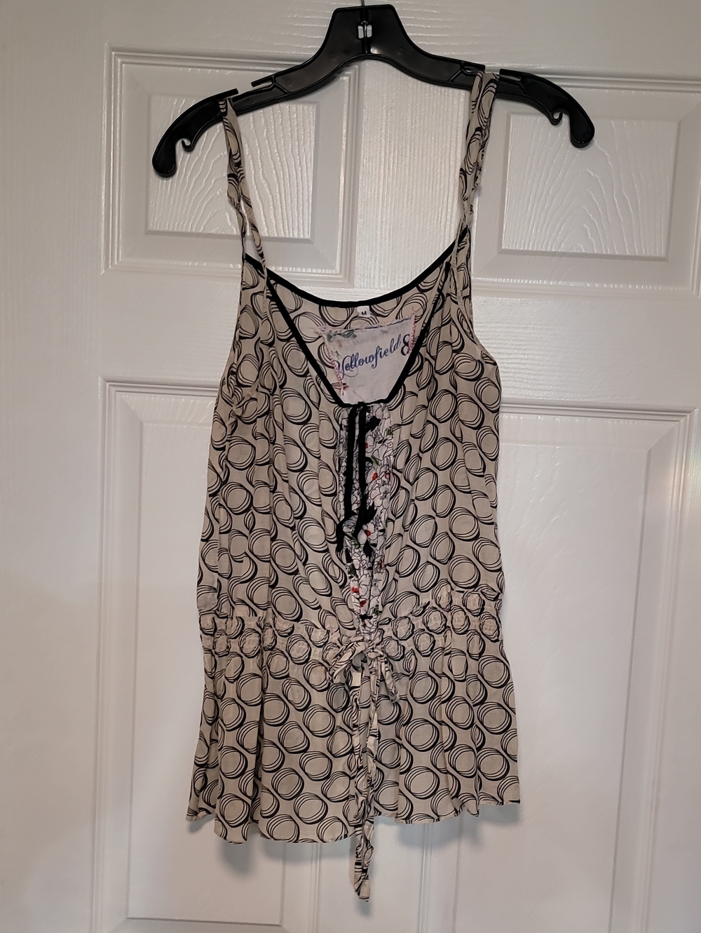 Brookfield 8 Beige and Black Circle-Print Drawstring Tank